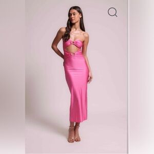 NWT Shani Shemer Ida Lycra Midi Dress Pink Small